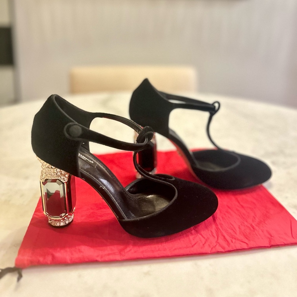 Dolce & Gabbana Mirror Mary Jane’s in Black Velvet